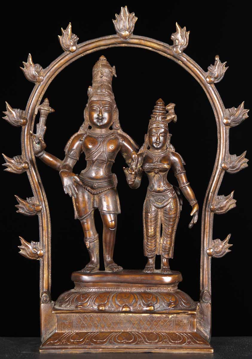 Brass Shiva & Parvati Sculpture 14"